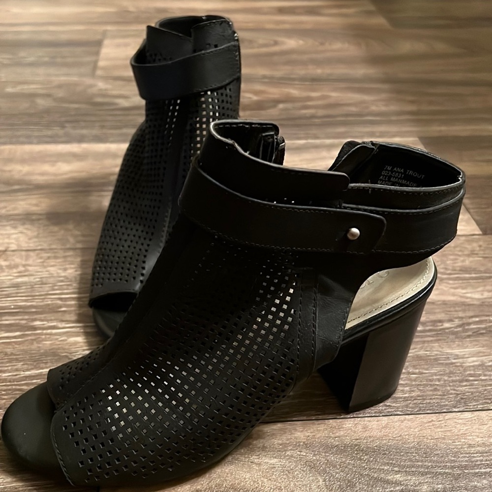 Black open toe booties